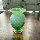 Fenton lime green opalescent hobnail vintage bud vase