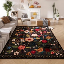 Living Room Rug 5x7 Rug Machine Washable Boho Area Rug Non Slip Floral Vintag...