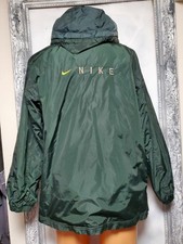 Vtg Nike Jacket Men M Green Hooded Full Zip Lined Windbreaker embroidered Swoosh