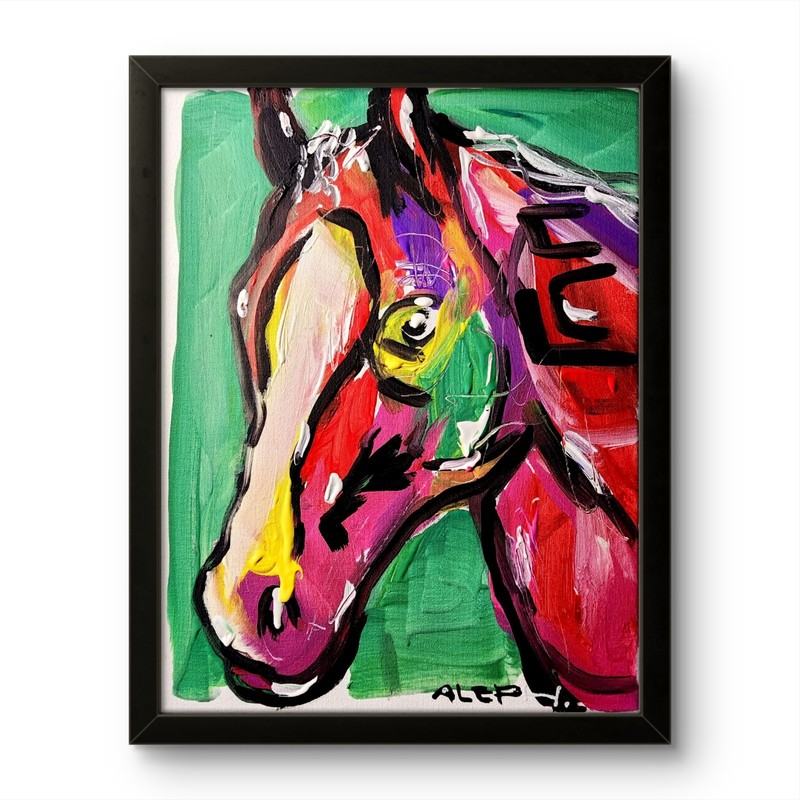 Original Abstract Horse Painting Canvas Neo Expressionist Fine Art Decor 11x14