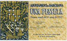 ☆ SPAIN CIVIL WAR 1937 • BARCELONA 1p. MUNICIPAL ☆ GUERRA CIVIL ESPAÑOLA  ☆D1412