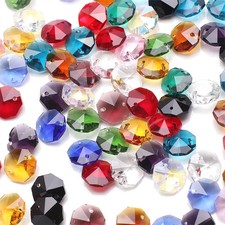 40 PC Glass Spacer Beads 14mm Faceted Double Hole Octagon Beads Crystal Pendant