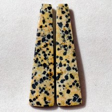 57 Cts Natural Dalmatian Jasper Drilled Pair Cabochon Gemstone 57.8 X 14.2 MM
