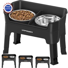 Elevated Dog Bowls 3-in-1 Mess Proof Double Deck 4 Height Adjustable Raised
