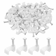 HARFINGTON 100pcs Cable Clips 6mm Half Clamp J-Hook with Nail Square Single...