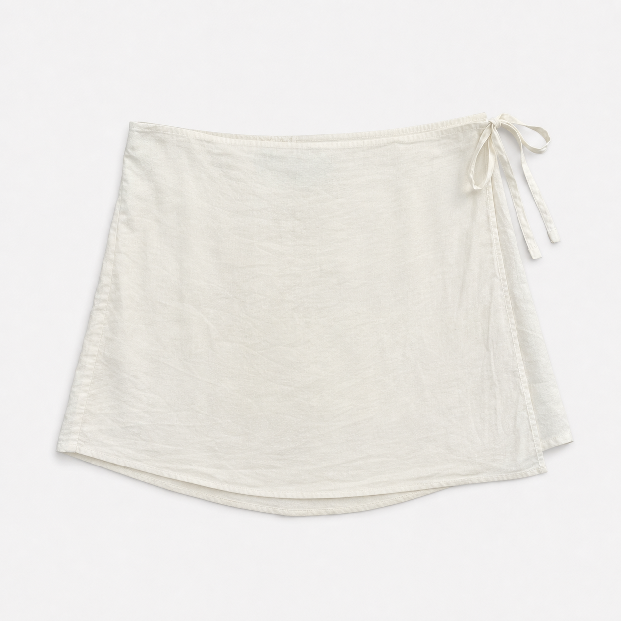 Euro Summer Ivory Linen Blend Wrap Skort XS Elastic Waist Built In Shorts