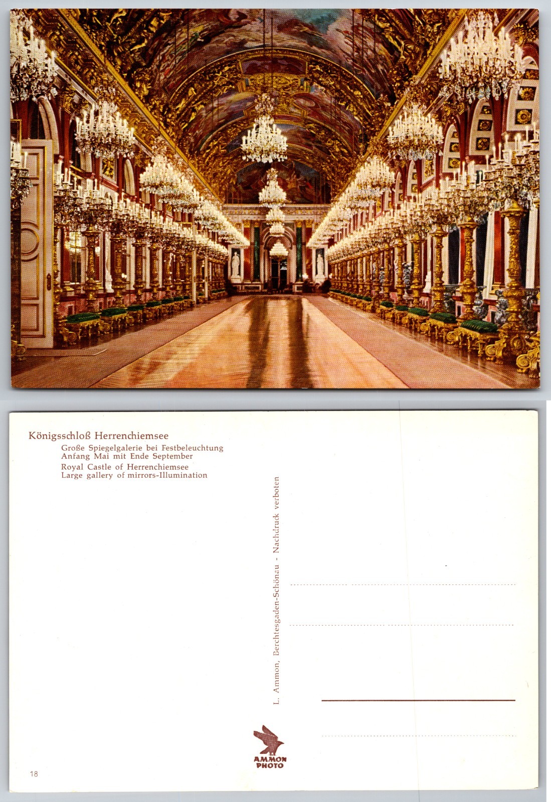 Continental Konigsschloss Herrenchiemsee Large Gallery Postcard