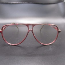 Vintage Carbonette 5 Aviator Eyeglass Frames 58x19 Red Mottled Plastic No Lenses