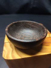 Miniature Hand Turned Wooden Bowl Vessel Hand Turned Carved Minimalist Signed 2"