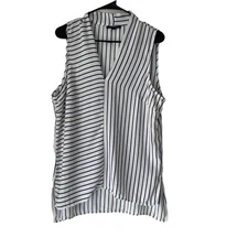 Signature Studio Size Large White Sleeveless Career Blouse