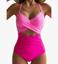 EoMenie Women's 1 Piece Swimsuit Tummy Control Cutout High Waisted Bathing Suit