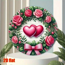 2D2D2D Wall Art, Rose Wreath Love- Aluminum Foil Art Round Aluminum Metal Wall D