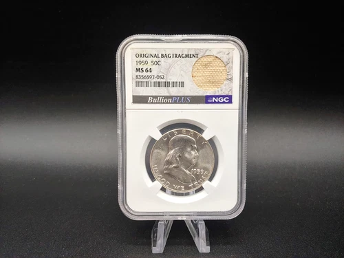 1959 Franklin Half Dollar NGC MS64 Original Bag Fragment Label - FREE Shipping
