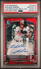 2025 Bowman Walker Jenkins RED LAVA /5 Auto #CPA-WJ Twins SSP - PSA 10/10 GM MT