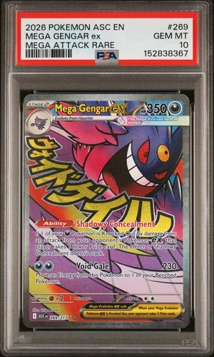 2026 POKEMON ASC EN-ASCENDED HEROES MEGA ATTACK RARE #269 MEGA GENGAR EX PSA 10