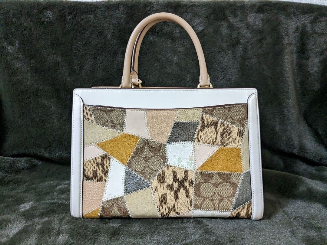 Coach patchwork leather handbag multicolor 2-way … - image 3