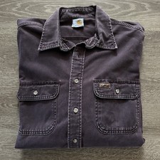 Vintage Carhartt S09 Twill Work Shirt Men  s Large Faded Burgundy Purple