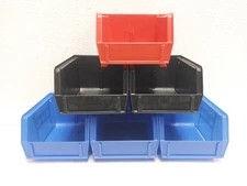 Uline Plastic Shelf Bins -RELOADING- 3 x 4 x 5 - 6 Bins  -2 Bin Barriers- CLEAN!