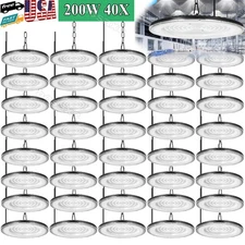 40 Pack 200W UFO Led High Bay Lights Commercial Warehouse Factory Light Fixture