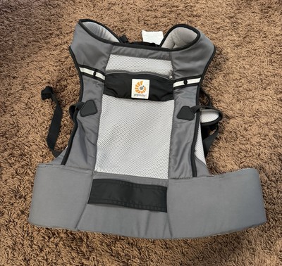Ergobaby Performance Ventus Grey Baby Carrier Mesh Hood Adjustable EUC