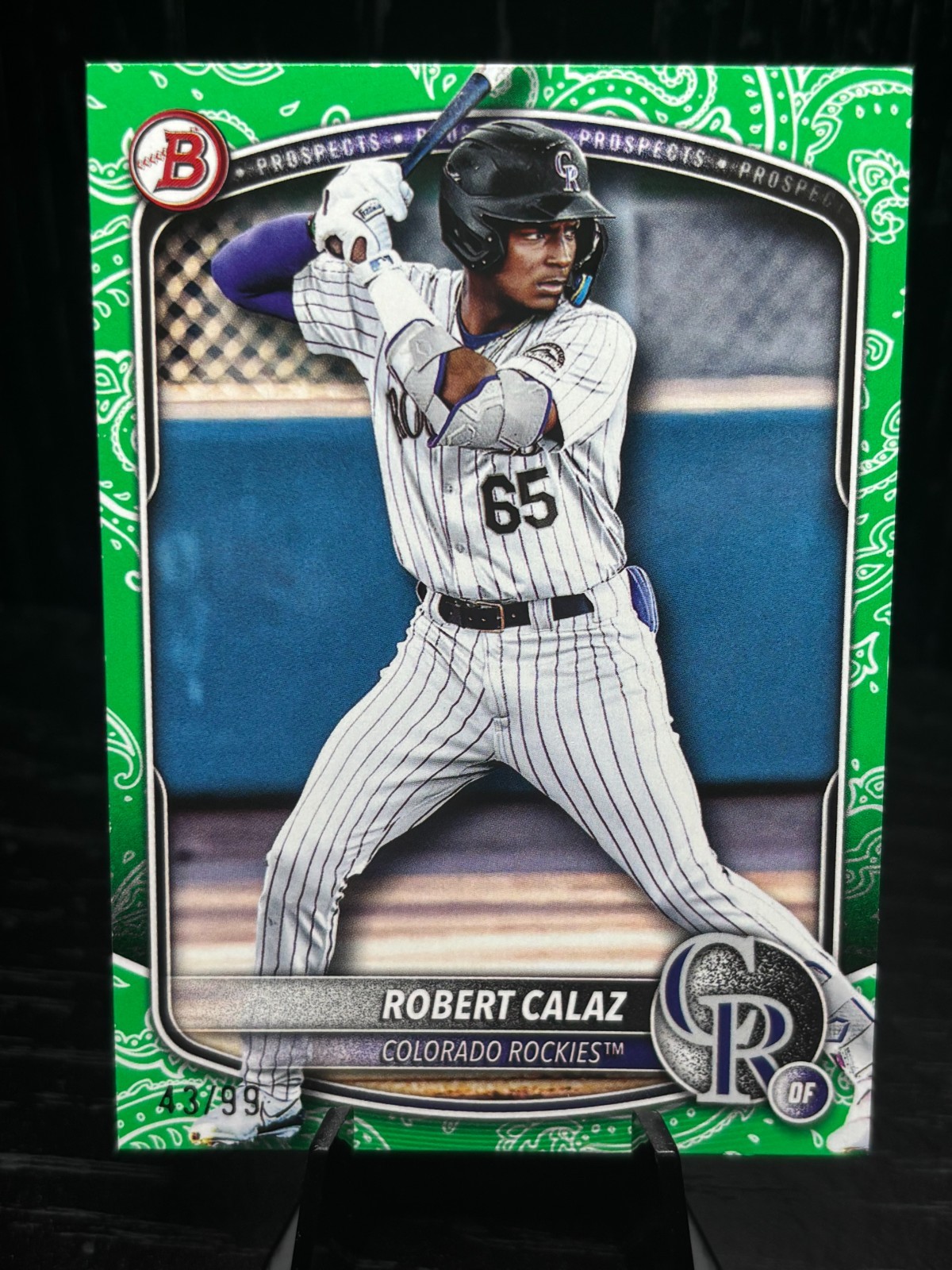 2025 Bowman Prospects Robert Calaz #BP-40 Green Pattern /99 Colorado Rockies