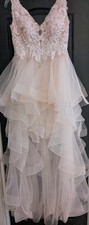 Gorgeous Ruffles Beads Ellie Wilde By Mon Cherie Blush Pink Prom Gown Sz 10