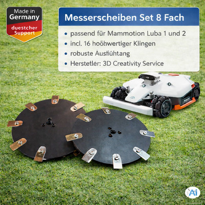 2x 8-fach Messerscheibe passt für Mammotion Luba 1 u 2 Messerteller incl Klingen