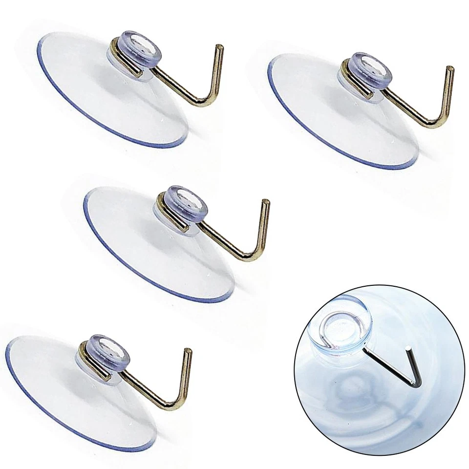 4pcs Ventosa Gancio Rimovibile Metallo Parete Vuoto Appendiabiti PVC Trasparente - Immagine 2 di 4
