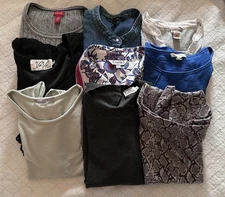 Lot of 9 Blouses Women’s Size Small Multi Brands Eileen Fisher Guess Tart