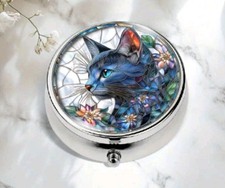 Cat pill box medicine Kitten Trinket NEW Free Ship 2 Inch Stocking Stuffer