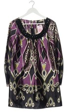 HALLHUBER Langarmkleid Damen Kleid Gr. DE 36 lila-schwarz-wollweiß Casual-Look