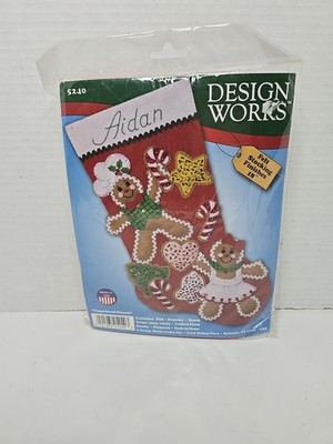 Design Works Felt Stocking 18  Kit New NOS Gingerbread Friend Christmas Cookies