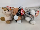Ty Beanie Babies Cat Plush Lot 3 Chip Snip Prance Retired 1990s Vintage w/ Tags