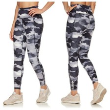 Leggings Reebok Getaway tiro alto negros grises estampados 7/8 bolsillos para mujer pequeños