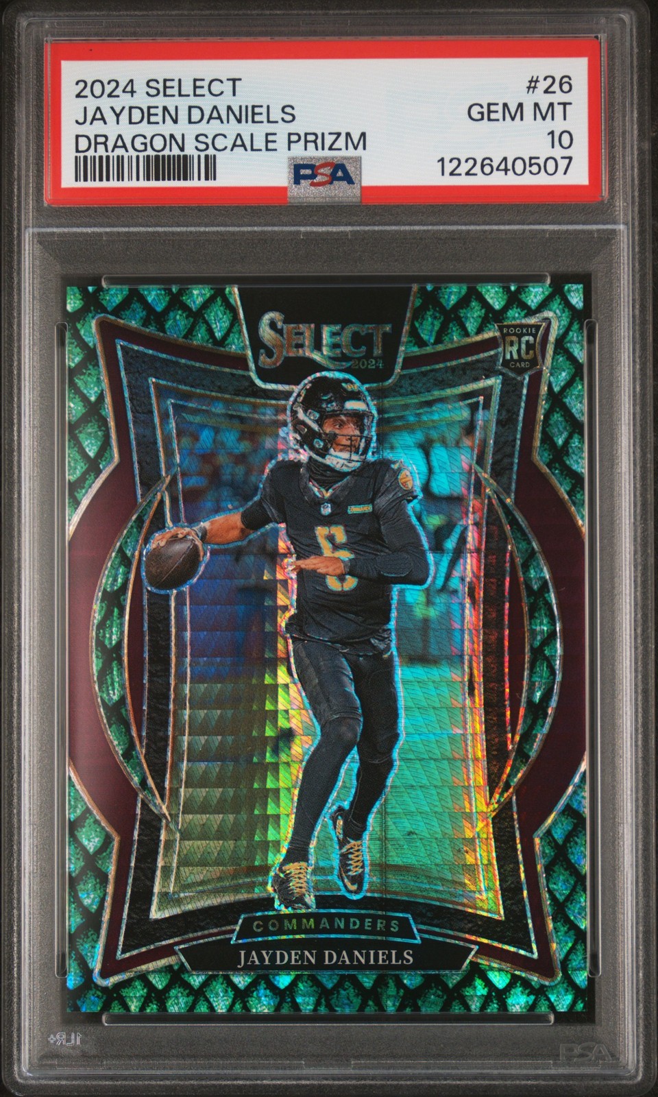 PSA 10 JAYDEN DANIELS 2024 Select Dragon Scale Prizm #26 Jersey # Match RC 05/81