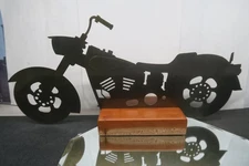 HARLEY DAVIDSON SOFTAIL? LASER CUT STEEL ART WALL HANGING 17"x 8" W/BASE!