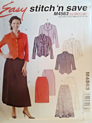 McCall's Stitch N Save 4563 Skirt Shirt Sewing Pattern Ladies 10 12 14 16 Modest