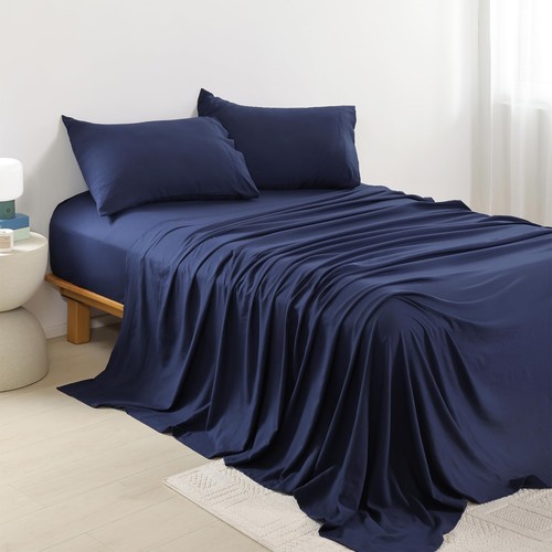 Navy Blue Sheet Set Queen Size - Soft Microfiber Bed Sheets for Extra Deep Po...