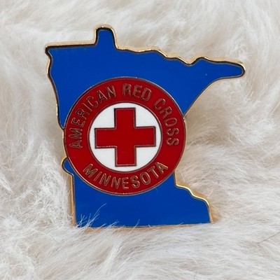 Minnesota American Red Cross Enamel State Shaped Lapel Pin