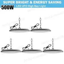 5Pack LED 500W UFO High Bay Lights Warehouse Factory Shop GYM Lamp Super Bright