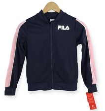 FILA Girls Small 7/8 Athletic Zip Up Running Jacket Navy Pink NEW MSRP 48