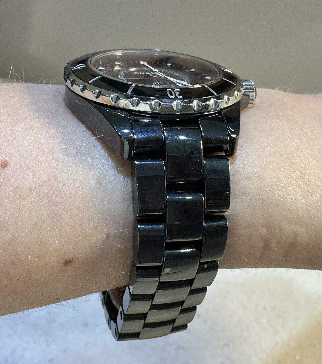 Chanel J12 Black Ceramic 38MM Ruby Dial Automatic Watch H1635 | eBay