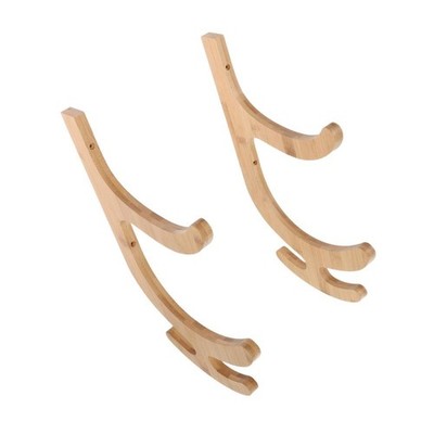 1 Pair Wooden Yoga Mat Wall Rack Durable Organizer for Home Gym Khaki