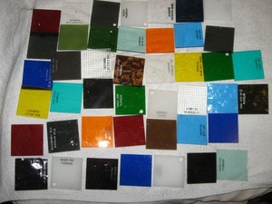 Colored Plexiglass Sample Pieces, 44 total
