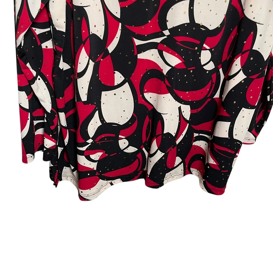 INC International Concepts Blouse Women's 2X Printed V-Neck Geometric Career - Image 3 of 4