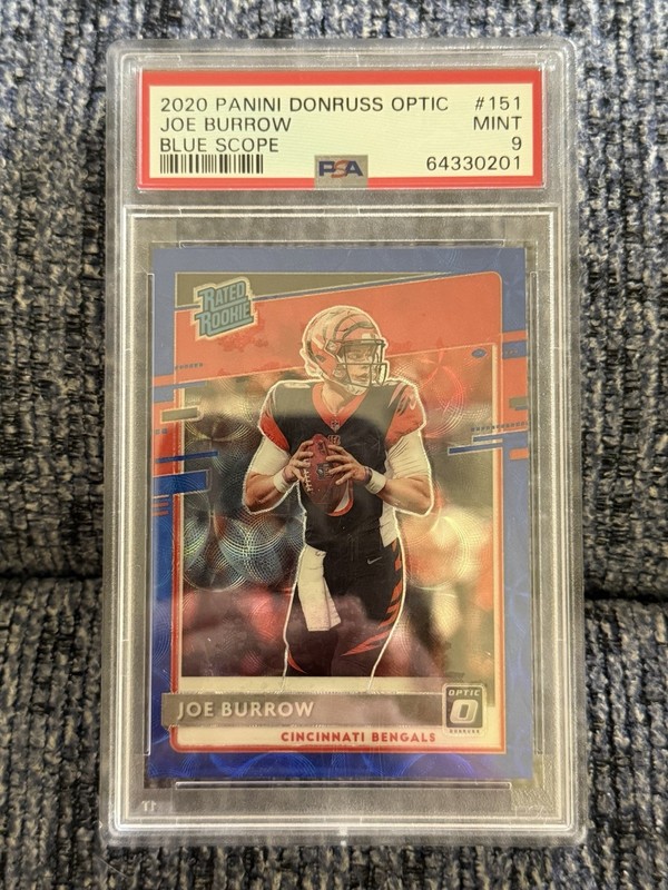 2020 Donruss Optic - Rated Rookies Blue Scope Prizm #151 Joe Burrow (RC) PSA 9
