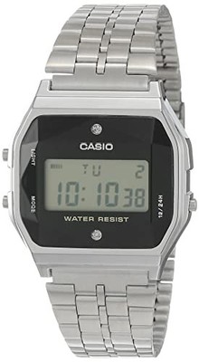 CASIO Vintage A159WAD-1D Digital Watch Diamond Dial Silver Unisex NEW