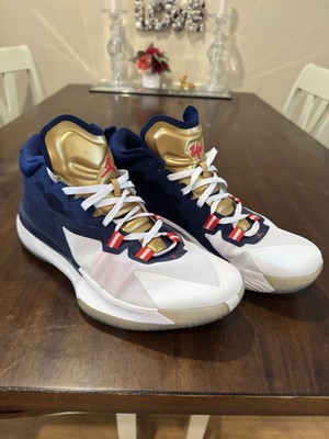 Nike Air Jordan Zion Williamson 1 White/Navy Blue/ Gold USA