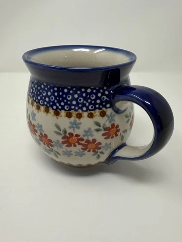 Polish UNIKAT Boleslawiec 16 oz. Bubble Mug Coffee Tea Pottery O. Malkowska