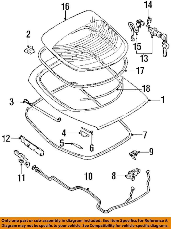 Used Deck Lid fits: 1999 Mitsubishi Eclipse w/spoiler w/wiper Grade B - Image 3 of 4